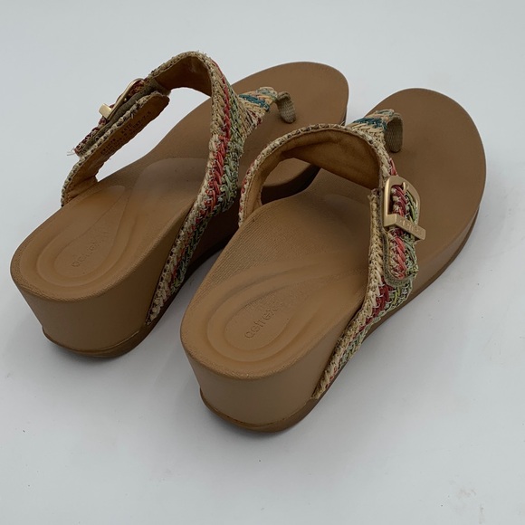 Aetrex Multicolor woven Wedge Sandals Womans size 40 natural fiber - Picture 6 of 8